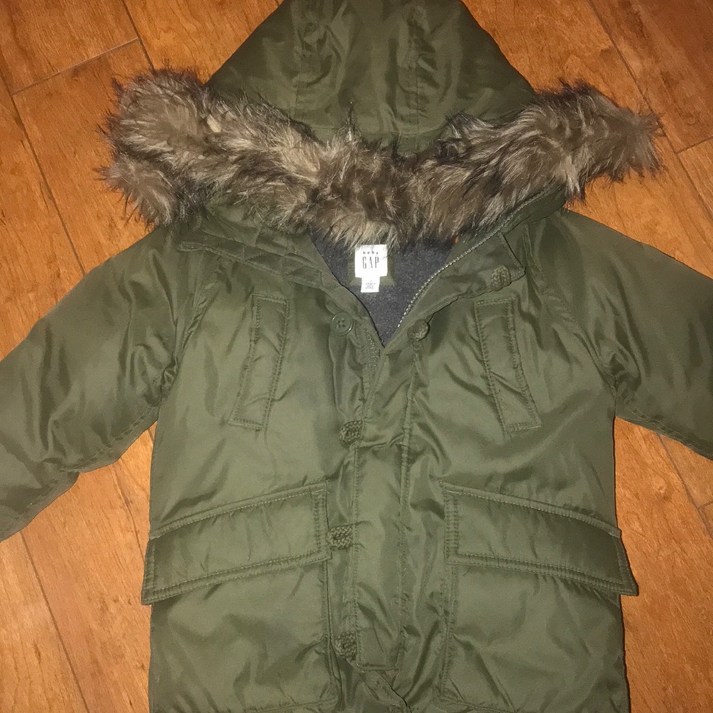 Gap Green Faux Fur Parka
